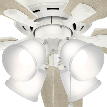 Hunter - Amberlin Indoor Ceiling Fan With Light, 52-inch, Brushed Nickel, Casual-style, 3-speed WhisperWind Motor, 53216, for Living Rooms, Bedrooms