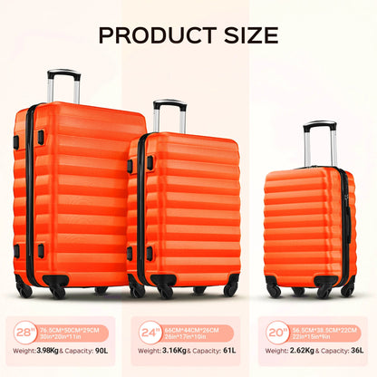 3 Piece Luggage Sets with 6 PC Organize Bags Lightweight Suitcases with Spinner Wheels, Pink