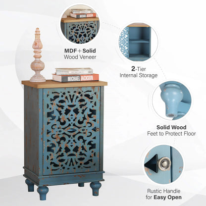 Sophia & William Hollow-Carved Credenzas and Sideboards, Wood Blue, 2 Shelves