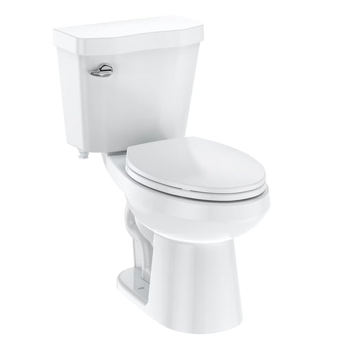 Two-Piece Elongated 1.28 GPF Siphonic Flush Toilet with Soft Close Seat, Universal Height ADA Cotton White (Toilet Seat Included)