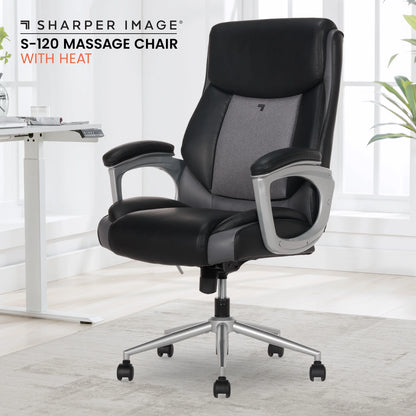 Sharper Image S-120 Massage and Heat Office Chair, Gray/White