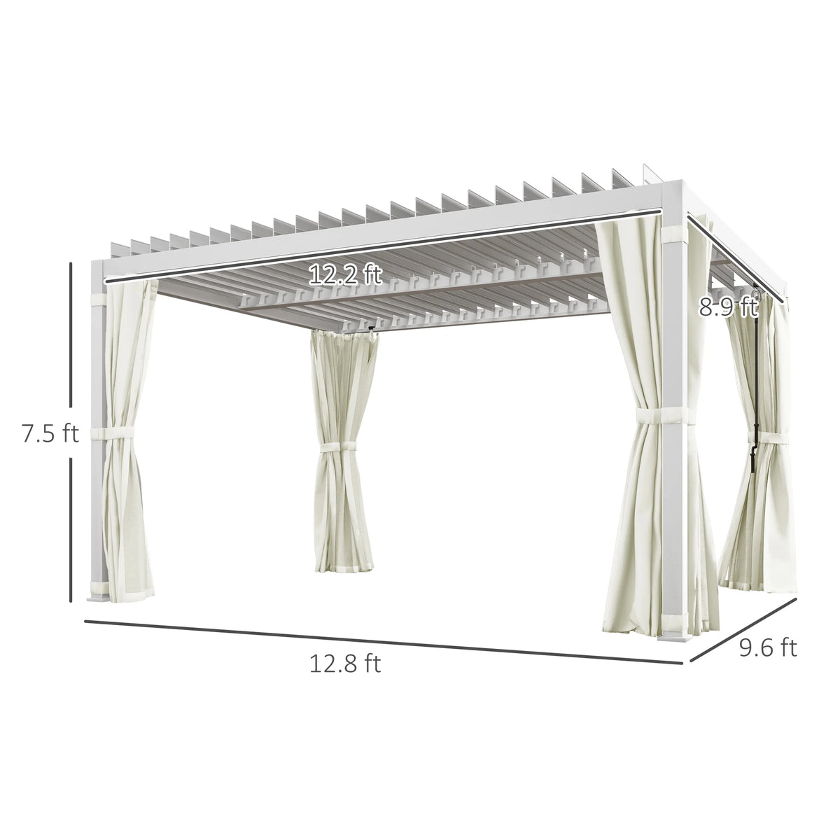 Outsunny 10'x13' Aluminum Pergola with Adjustable Louvered Roof, Gray