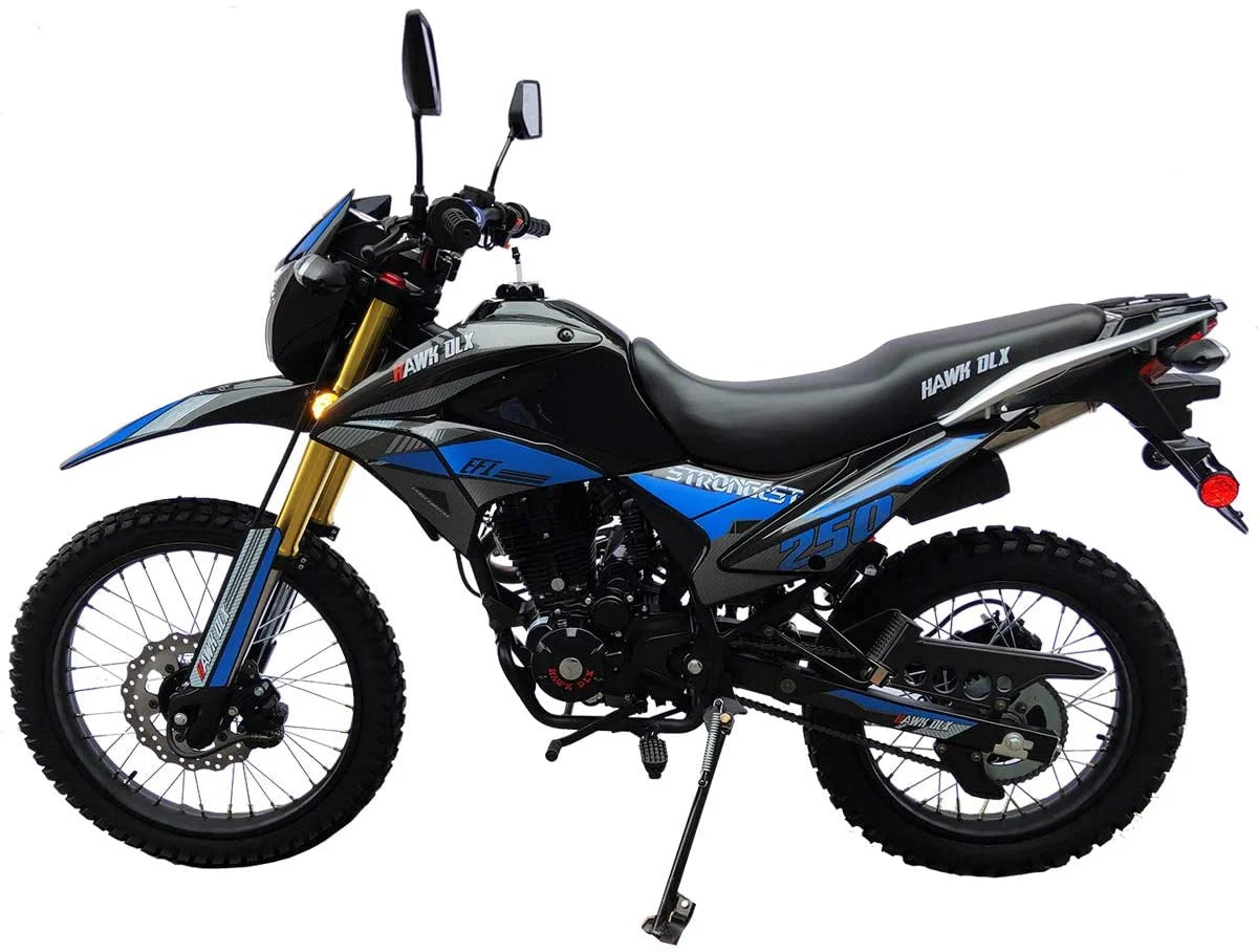 RPS Hawk DLX 250 cc EFI Fuel Injection Enduro Dirtbike gas Bike Hawk EFI Deluxe Gas Motorcycle - Choose your color