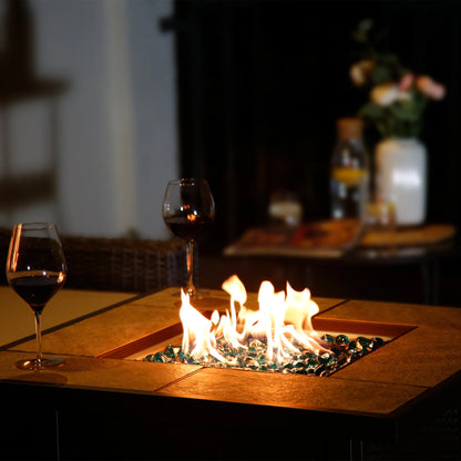Propane Fire Pit Table Gas Fire Pit Table BALI OUTDOORS 32���� Square Fire Pit Brown