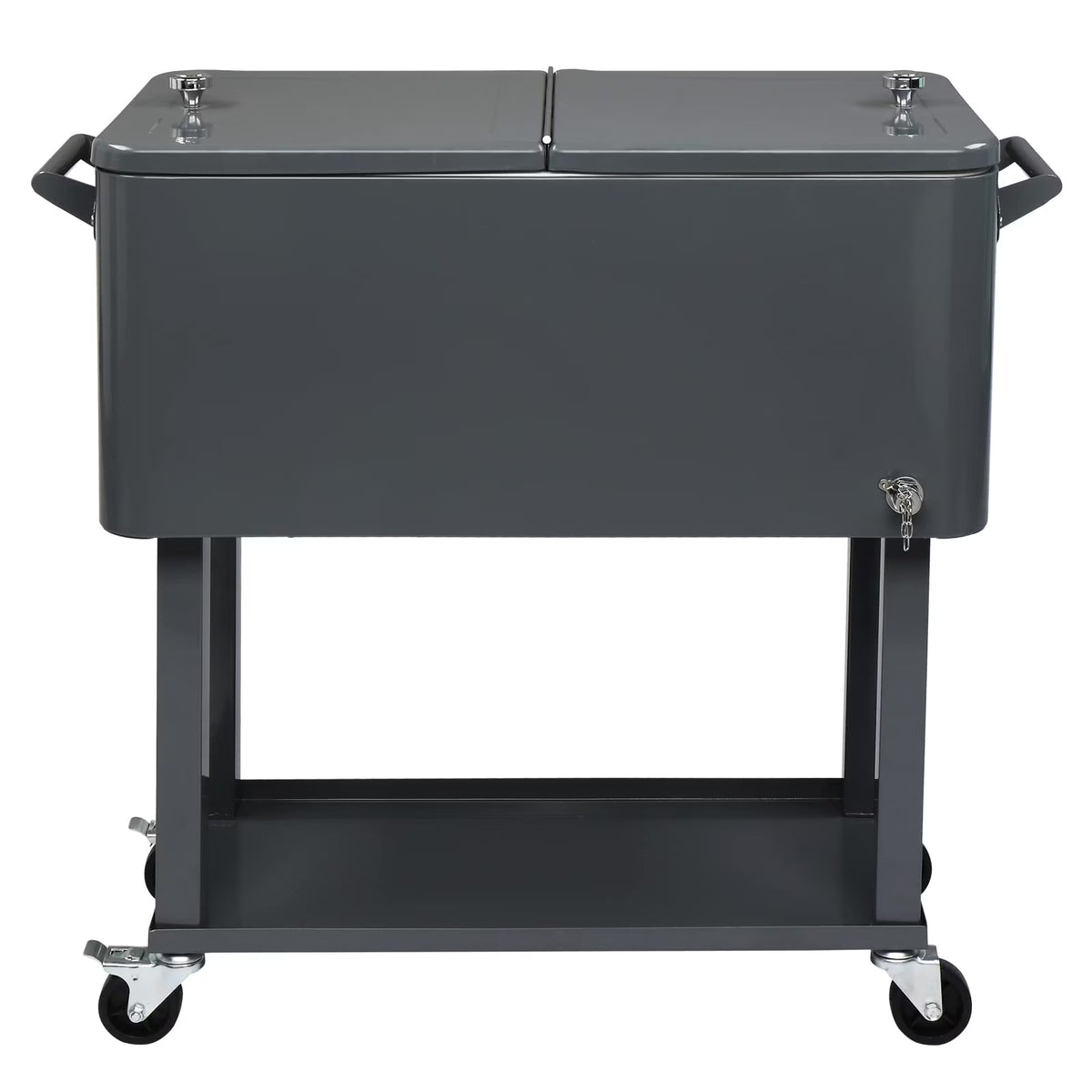 BNSPLY 80 Quart Outdoor Cooler Cart Rolling Ice Chest Cooler Cart, Portable Patio Cooler with Bottle Opener, Handles and Drainage, Standing Cooler for Patio Party, Camping and BBQ, Mint Green
