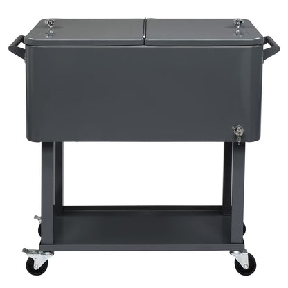 BNSPLY 80 Quart Outdoor Cooler Cart Rolling Ice Chest Cooler Cart, Portable Patio Cooler with Bottle Opener, Handles and Drainage, Standing Cooler for Patio Party, Camping and BBQ, Mint Green