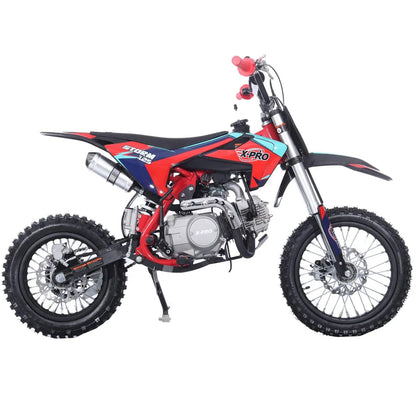 X-Pro Brand New Storm 125cc Dirt Bike with 4-Speed Semi-Auto Transmission, Kick Start, Big 14"/12" Tires!