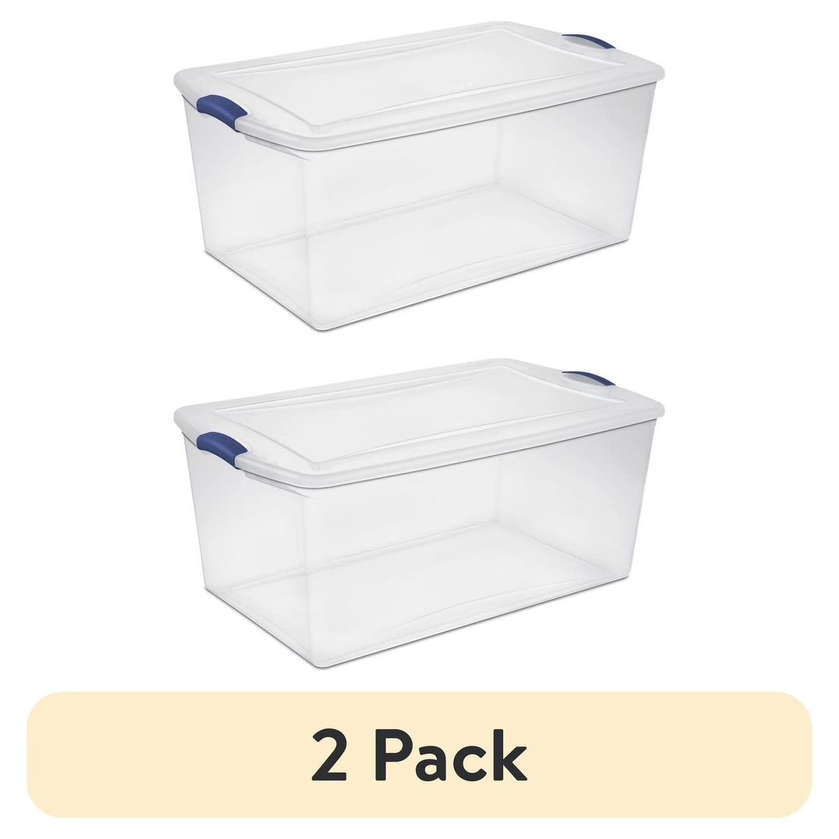 Sterilite 105 Quart Latch Box, Clear Plastic Storage Bin with Clear Lid, Blue, 4 Count