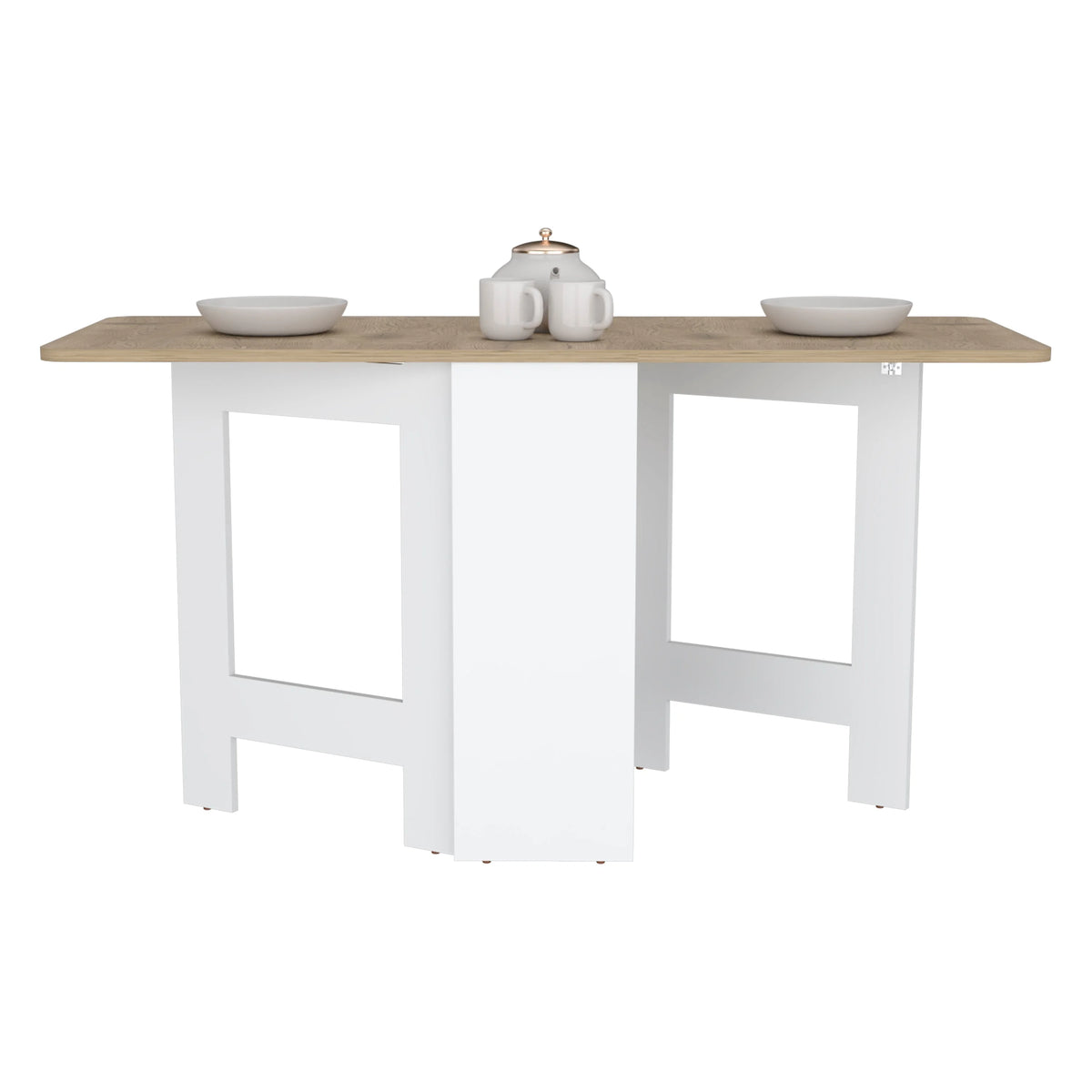 Gateleg Folding Table Space-Saving with Compact Design White / Macadamia