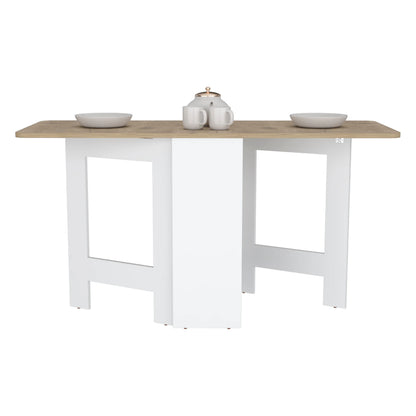 Gateleg Folding Table Space-Saving with Compact Design White / Macadamia