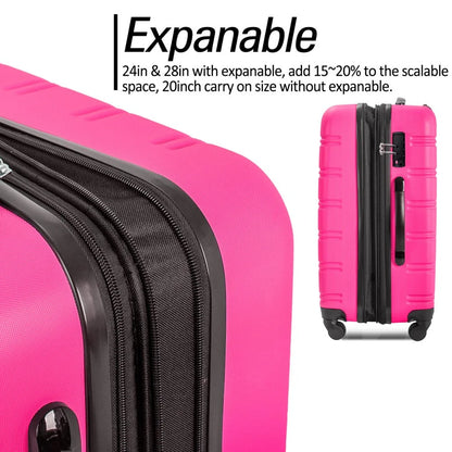 Tcbosik Luggage Sets, 3 Piece Set Hardside Suitcases with Spinner Wheels, 20/24/28 Travel Luggage Lightweight, Dark Blue