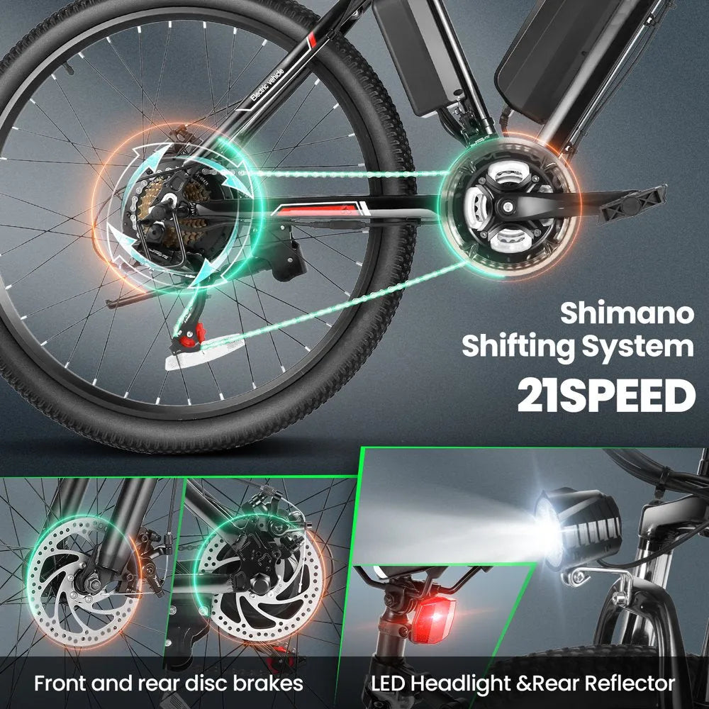 500W Electric Bike 26" Electric Bicycle for Adults with Cruise Control System Ebike