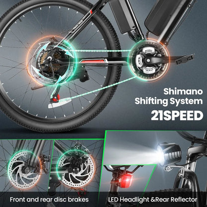 500W Electric Bike 26" Electric Bicycle for Adults with Cruise Control System Ebike