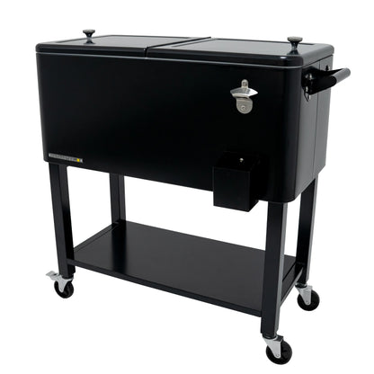 Permasteel 80-Qt Outdoor Steel Patio Cooler with Removable Basin, Rolling Cooler with Wheels, Teal Green