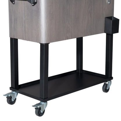 BNSPLY 80 Quart Outdoor Cooler Cart Rolling Ice Chest Cooler Cart, Portable Patio Cooler with Bottle Opener, Handles and Drainage, Standing Cooler for Patio Party, Camping and BBQ, Mint Green