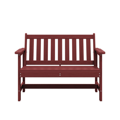 SERWALL Outdoor Bench for 2-Person, Weather-Resistant HDPE with Aluminum Reinforcement, Supports 660 lbs, Comfortable Seating for Patio, Garden, and Porch, Black