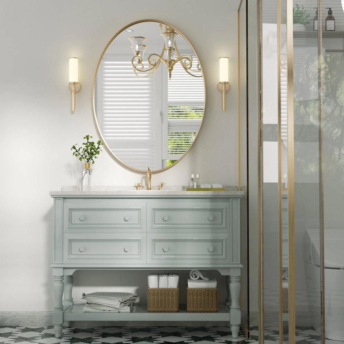 Clavies Black Oval Mirror, 22x30 Inches Bathroom Vanity Mirror, Wall Mirror with Metal Frame