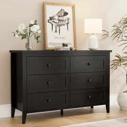 RichYa 6 Drawer Dresser for Bedroom,Chest of Drawers with Metal Knobs,Dresser for Closet,White