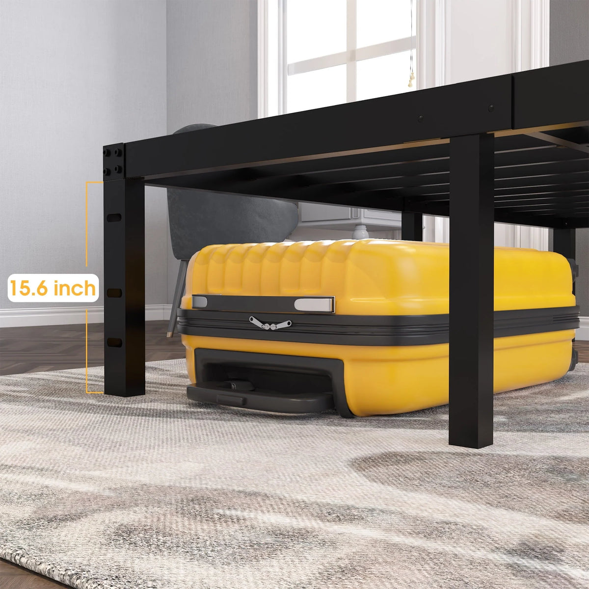yookare 18" 4000lbs Heavy Duty Platform Metal Bed Frame, Queen