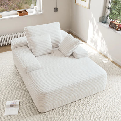 Sodrens Oversized Chaise Lounge Chair Indoor,Upholstered Sofa Bed with Throw Pillows and Armrests,Sleeper Chair for Living Room,Bedroom,Brown,Corduroy