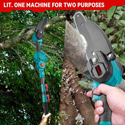 3-in-1 Brushless 6" Pole Chainsaw & Electric Pruning Shears Cordless Pole Saw