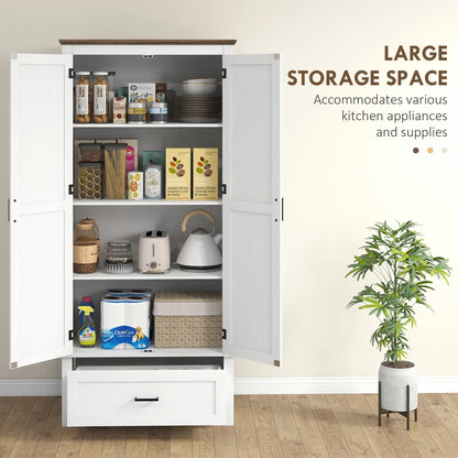 HOMCOM 69" Tall Kitchen Storage Cabinet with Adjustable Shelves, Black