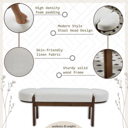 Dayalane 51" Modern Upholstered Bedroom Bench, Linen End of Bed Bench with Wooden Legs for Living Room, Entryway,Hallway Footrest, Beige