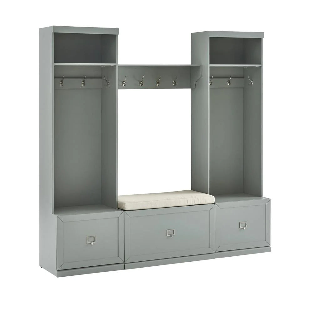 Crosley Furniture Harper 4Pc Entryway Set White - Bench, Shelf, & 2 Hall Trees