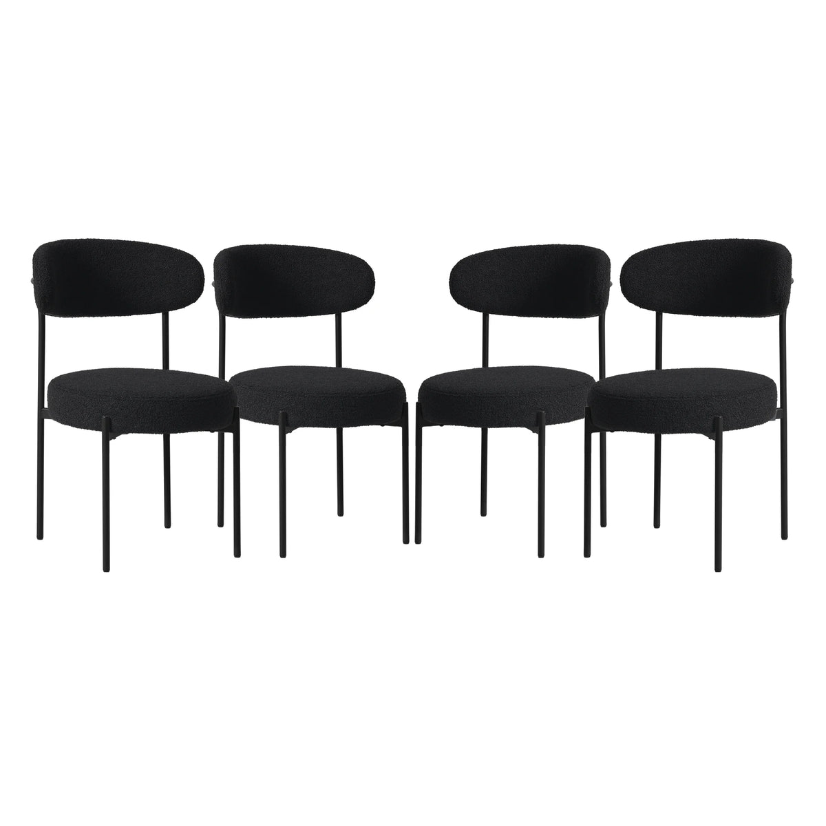 WestinTrends Alexandria Mid-Century Modern Upholstered Sherpa Round Dining Chairs (Set of 4), Sunset Gold
