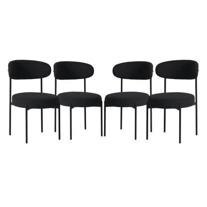 WestinTrends Alexandria Mid-Century Modern Upholstered Sherpa Round Dining Chairs (Set of 4), Sunset Gold
