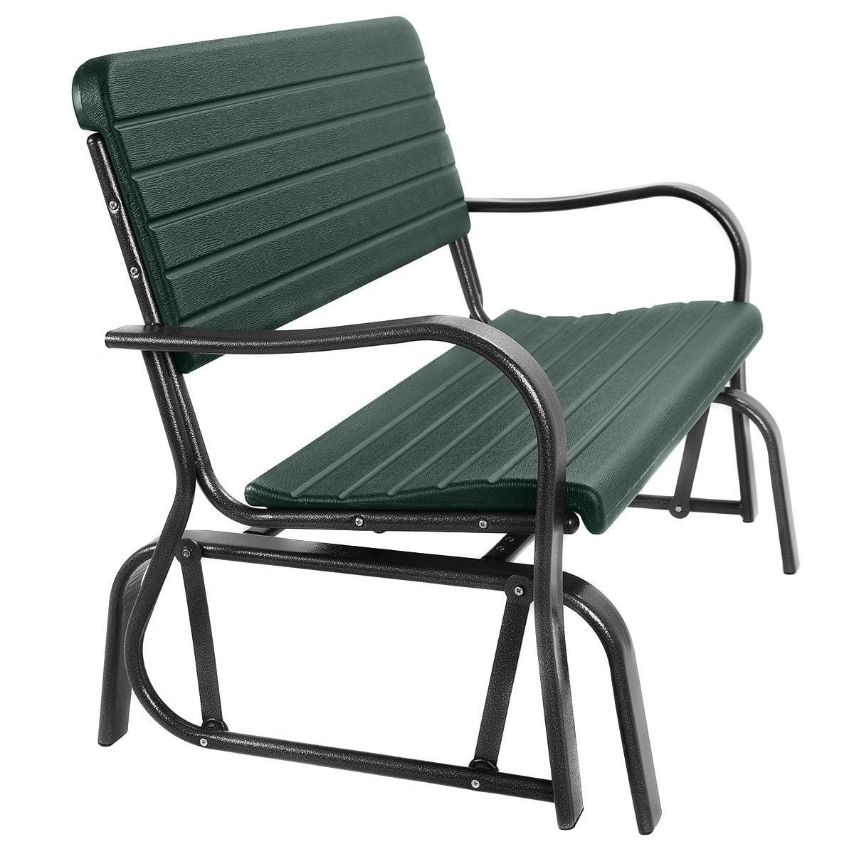Costway Outdoor Patio Swing Porch Rocker Glider Bench Loveseat Garden Seat Steel