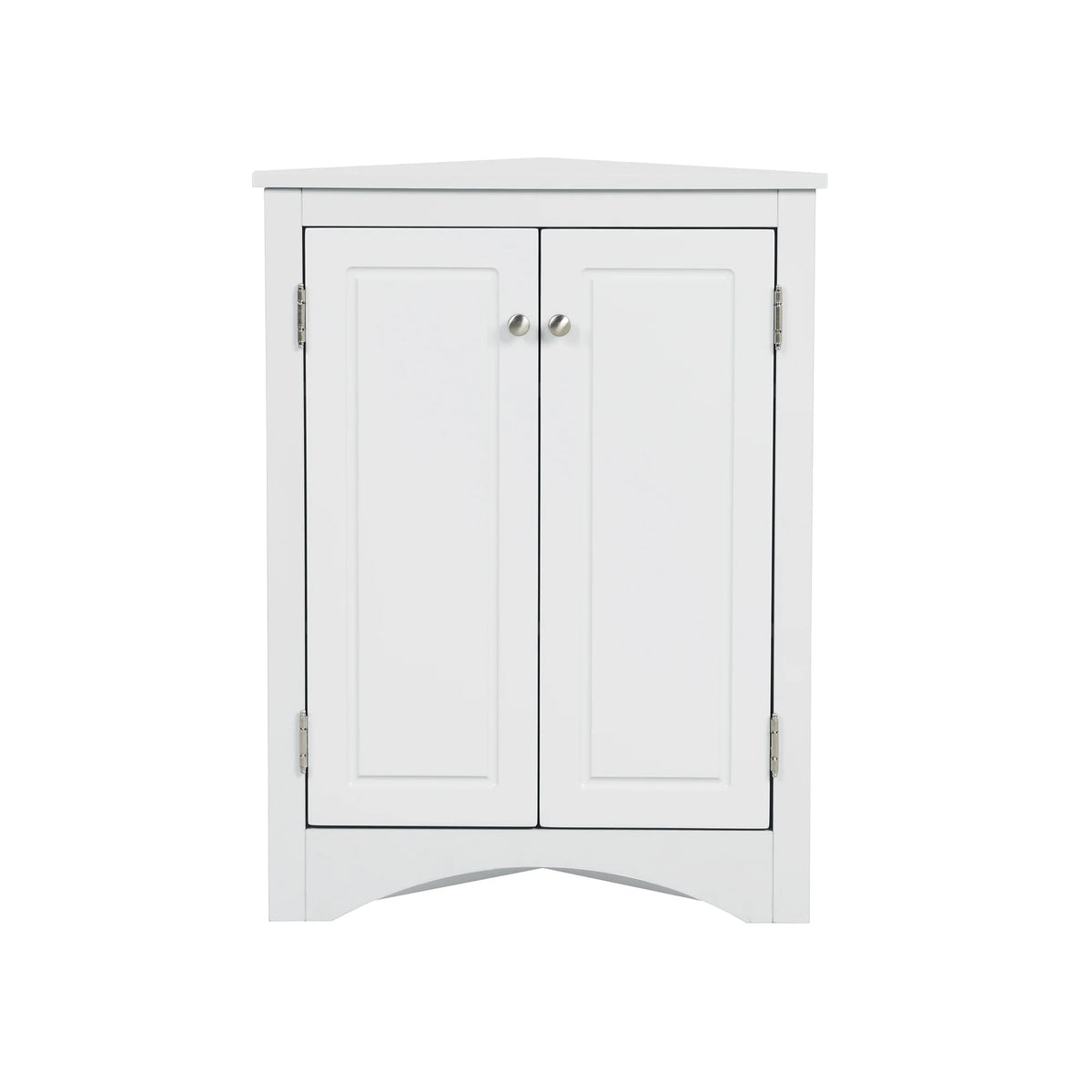 Home Floor Corner Cabinet with Adjustable Shelves and Two Doors, Triangle Bathroom Storage Cabinet, Modern Style Freestanding Floor Cabinet for Kitchen, Living Room and Hall, Oak