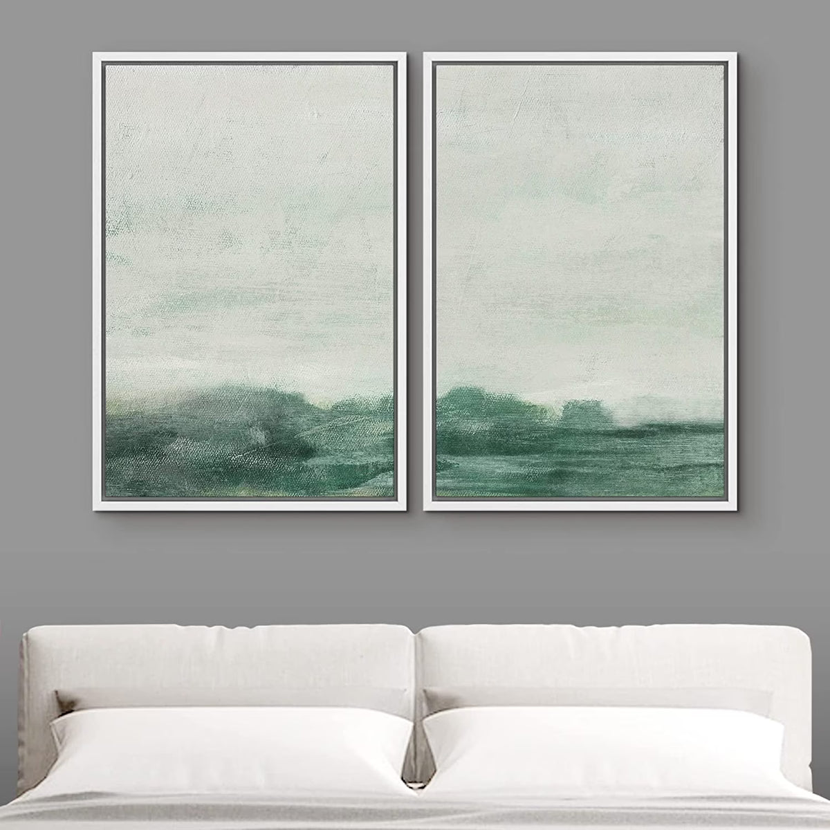 IDEA4WALL Framed Canvas Print Wall Art Set of 2 Watercolor Pastel Duotone Tan Landscape Abstract Modern Art Multicolor Contemporary Artwork for Bedroom, Office - 16"x24"x2 Panels Natural