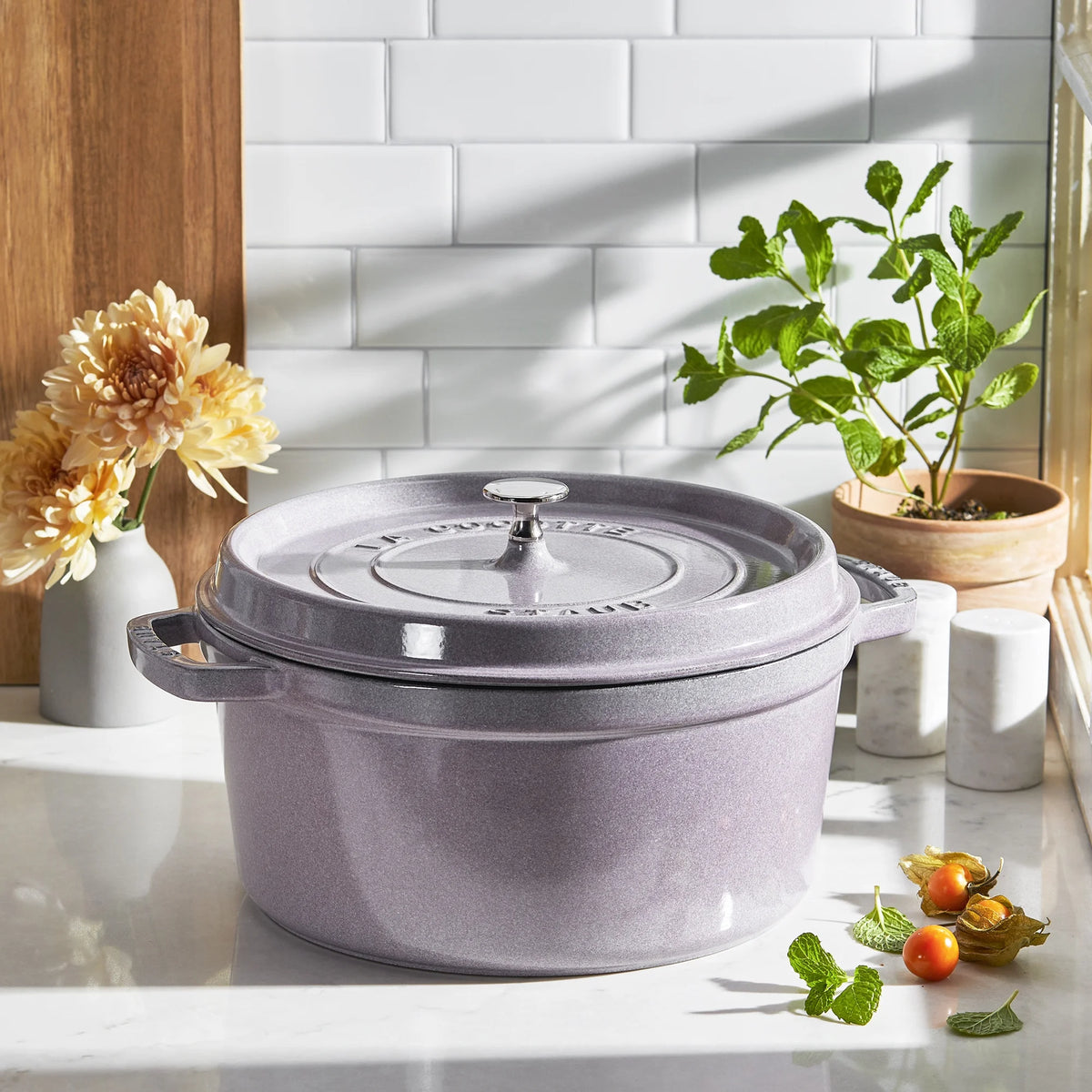 Staub Cast Iron 7-qt Round Cocotte - Grenadine