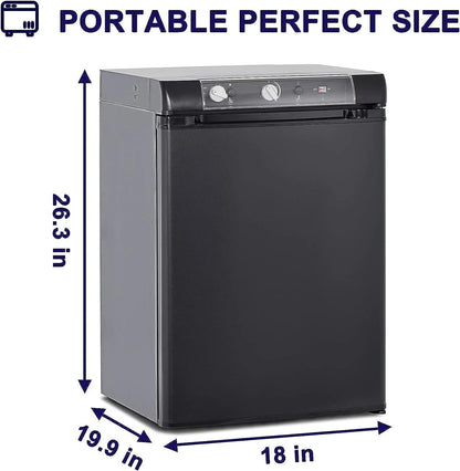 Smad 3 Way Caravan Propane Fridge 110V/12V/LPG Gas Refrigerator for RV Campervan 2.1 Cu ft