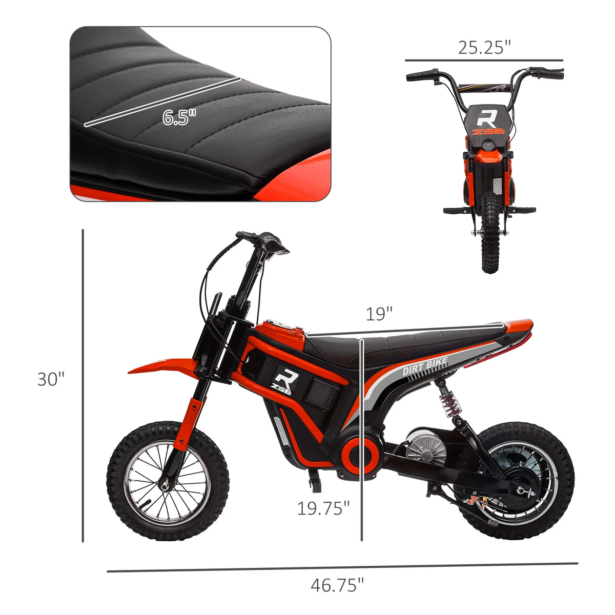 SaveJoy Electric Dirt Bike, 24V E-Dirt Bike Motorcycle for Kids, Kids Dirt Bike with Brake, Music, Horn, Outdoor Toys for Todders Kids, Red