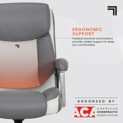Sharper Image S-120 Massage and Heat Office Chair, Gray/White