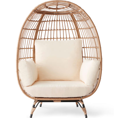Best Choice Products Wicker Egg Chair Oversized Indoor Outdoor Patio Lounger w/ Steel Frame, 440lb Capacity - Black