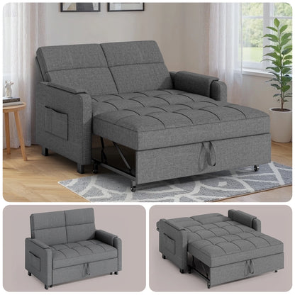 Sofa Bed, Lofka 3-in-1 Convertible Sleeper Sofa with Storage, Adjustable Backrest & Pull Out Function - Sleeper Chair for Small Space, Apartment, Dark Grey