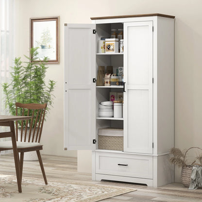HOMCOM 69" Tall Kitchen Storage Cabinet with Adjustable Shelves, Black