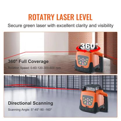 KFFKFF Laser Level, 1650ft Range, 360�� Self-Leveling Red Cross Line, Adjustable 5 Speeds & 4 Scan Angles, IP66 Water-Resistant, Remote & Manual Modes, Includes Battery