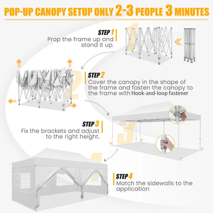 Hoteel 10x15 Heavy Duty Canopy Tent with 4 Sidewalls,Pop up Canopy for Parties Wedding,Commercial Easy up Gazebo with Roller Bag,UV 50+ &,Black