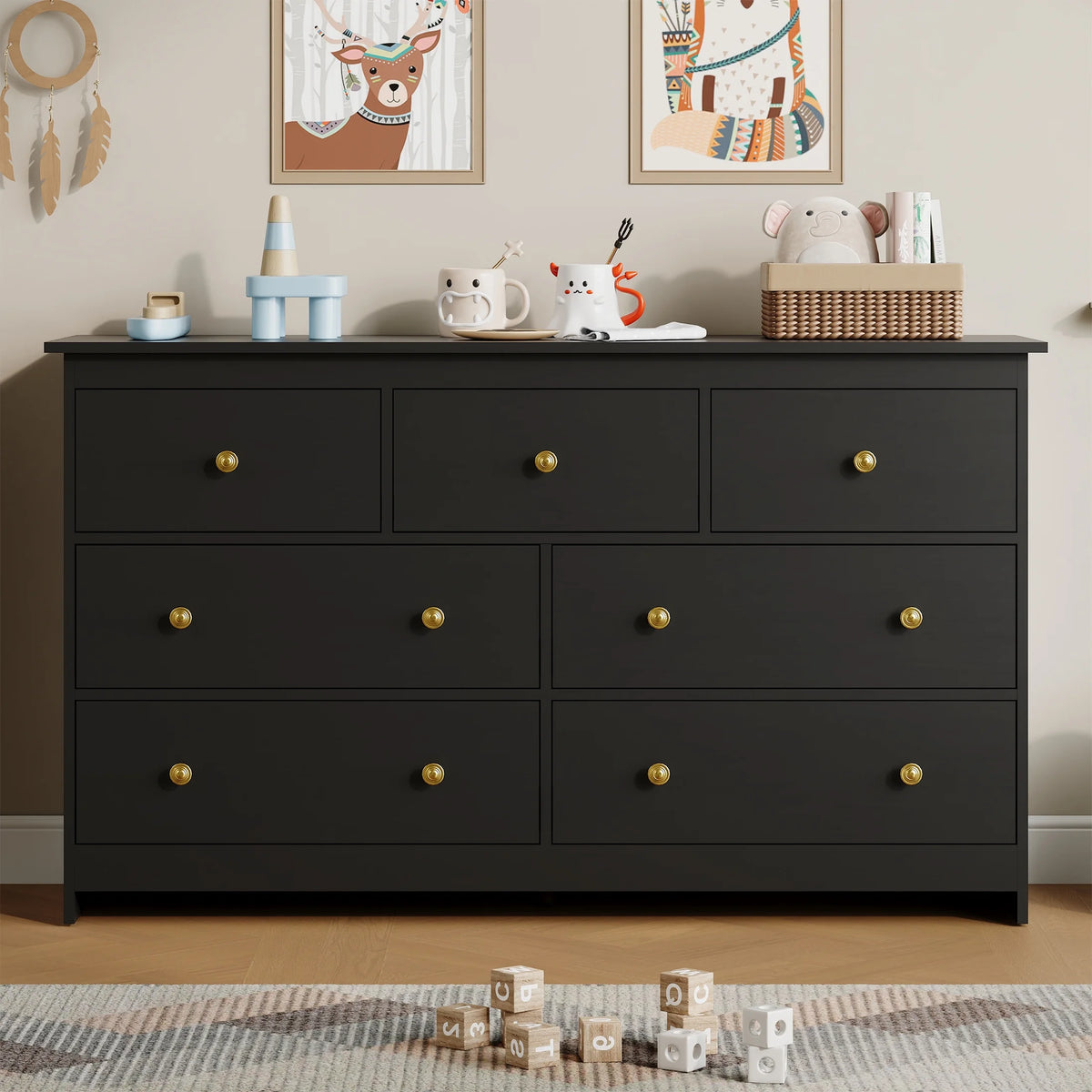 YouTrend 7 Drawer Dresser,White Dresser for Bedroom Drawer Organizer Storage Drawers,Wood Adult Storage Cabinet Living Room Hallway