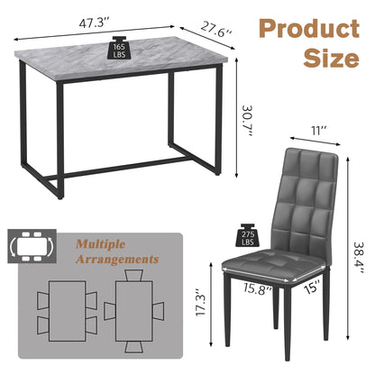 SEGMART Dining Table with 4 High-Back Upholstered Chairs, Modern Dinette Set, Dining Table & Chairs Set for 4 Persons, Small Home Kitchen Dining Table Set, Ideal for Apartment Breakfast Nook