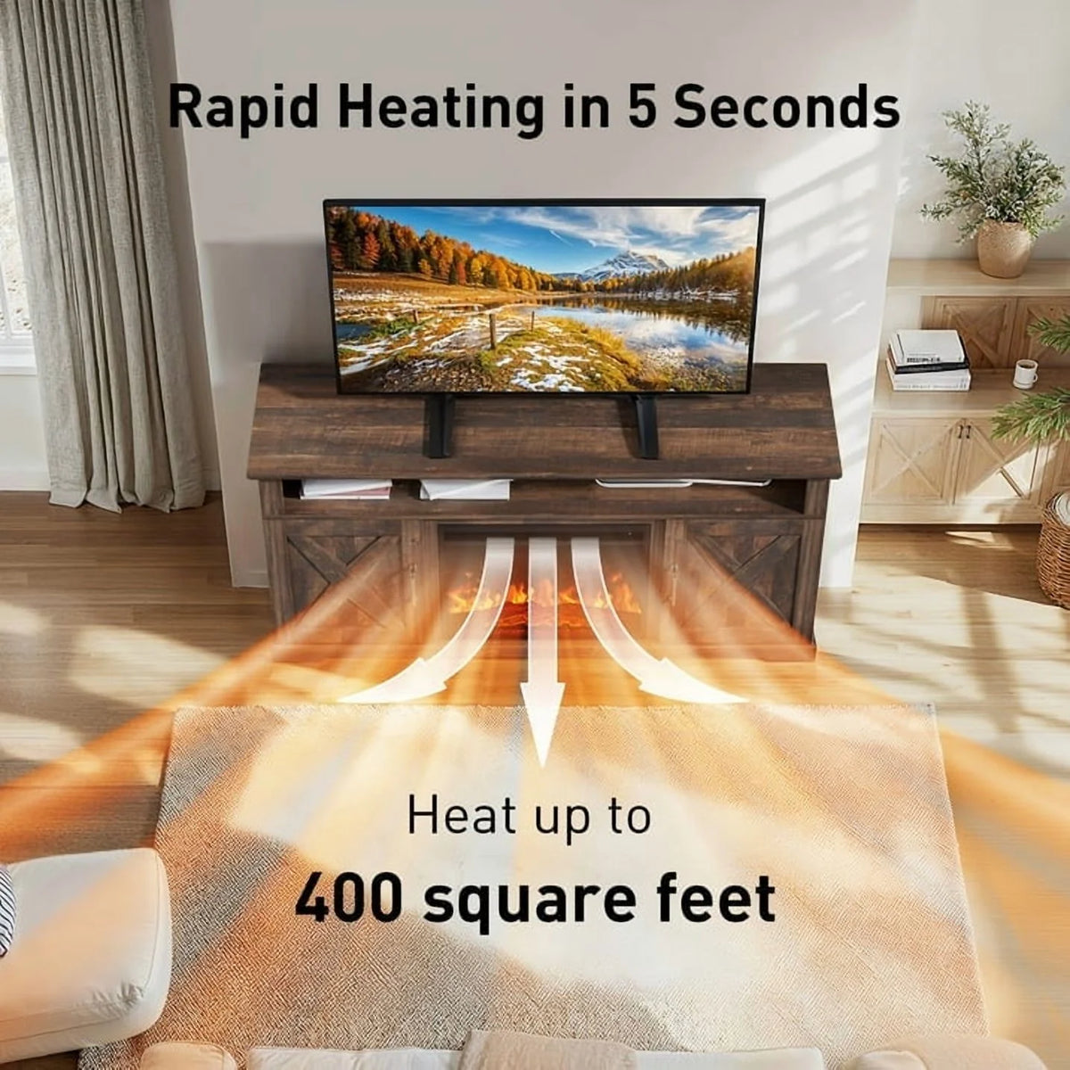 Electric Fireplace TV Stand for TVs up to 75", Farmhouse Entertainment Center with Fireplace, Grey