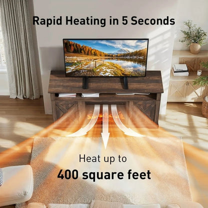 Electric Fireplace TV Stand for TVs up to 75", Farmhouse Entertainment Center with Fireplace, Grey