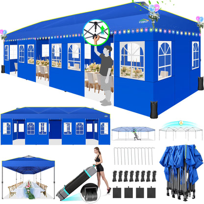 COBIZI 10x10 EZ Pop up Canopy Gazebo with Sidewalls,Pop up Canopy Tent Instant Shelter for Outdoor Party Camping Backyard Beach with Air Vent ,Carry Bag,Stakes,Ropes,Black