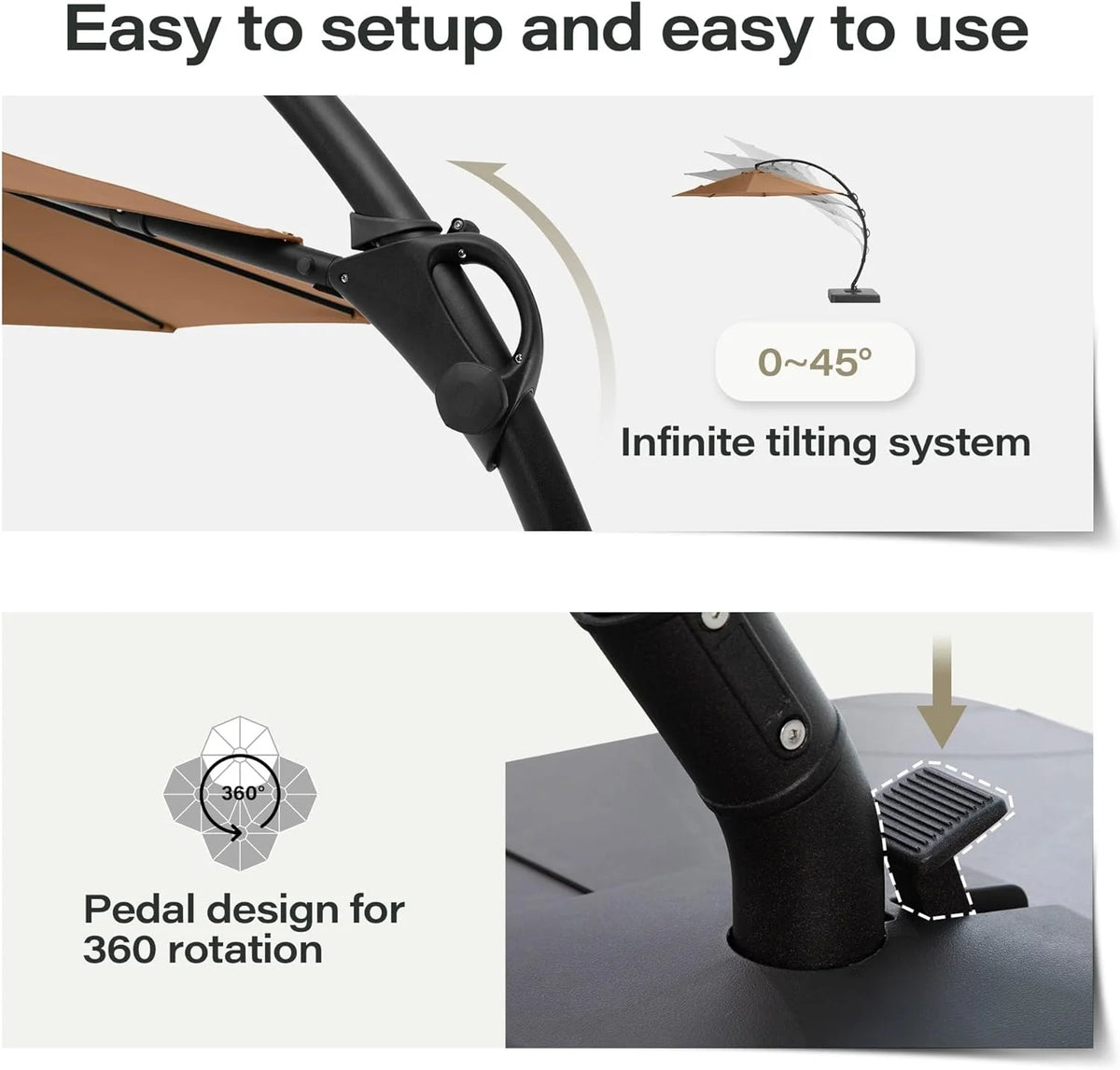 LAUSAINT HOME 11FT Patio Umbrella with Base, Outdoor Deluxe Curvy Cantilever Umbrella for Patio Pool Deck, Champagne