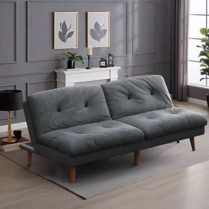 Homall Futon sofa, Two Seat Adjustable Sofa, Corduroy Fabric, Upholstered Sofa, Sofa Changeable into Bed, Leisure Reading and Games, Green