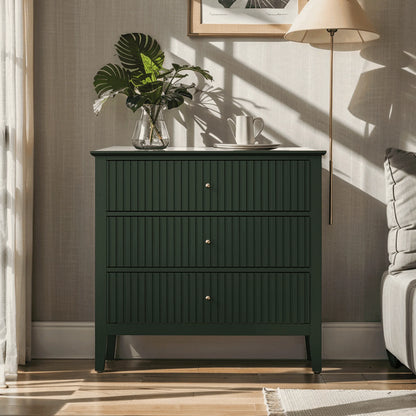 Heynemo Beige 6 Drawer Dresser, Fluted Modern Wood Chest